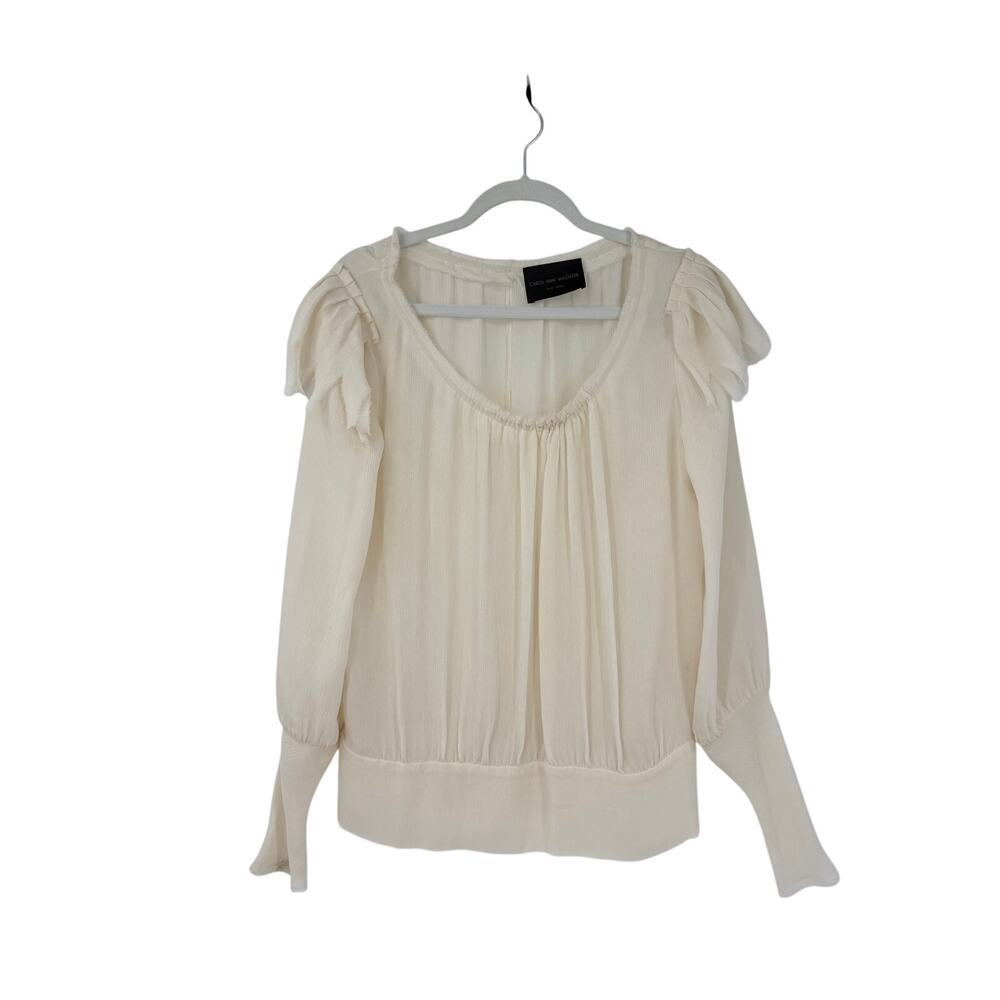 Carol Ann Wachter Silk Long Sleeve Blouse Size 6 Cream Romantic Old Money
